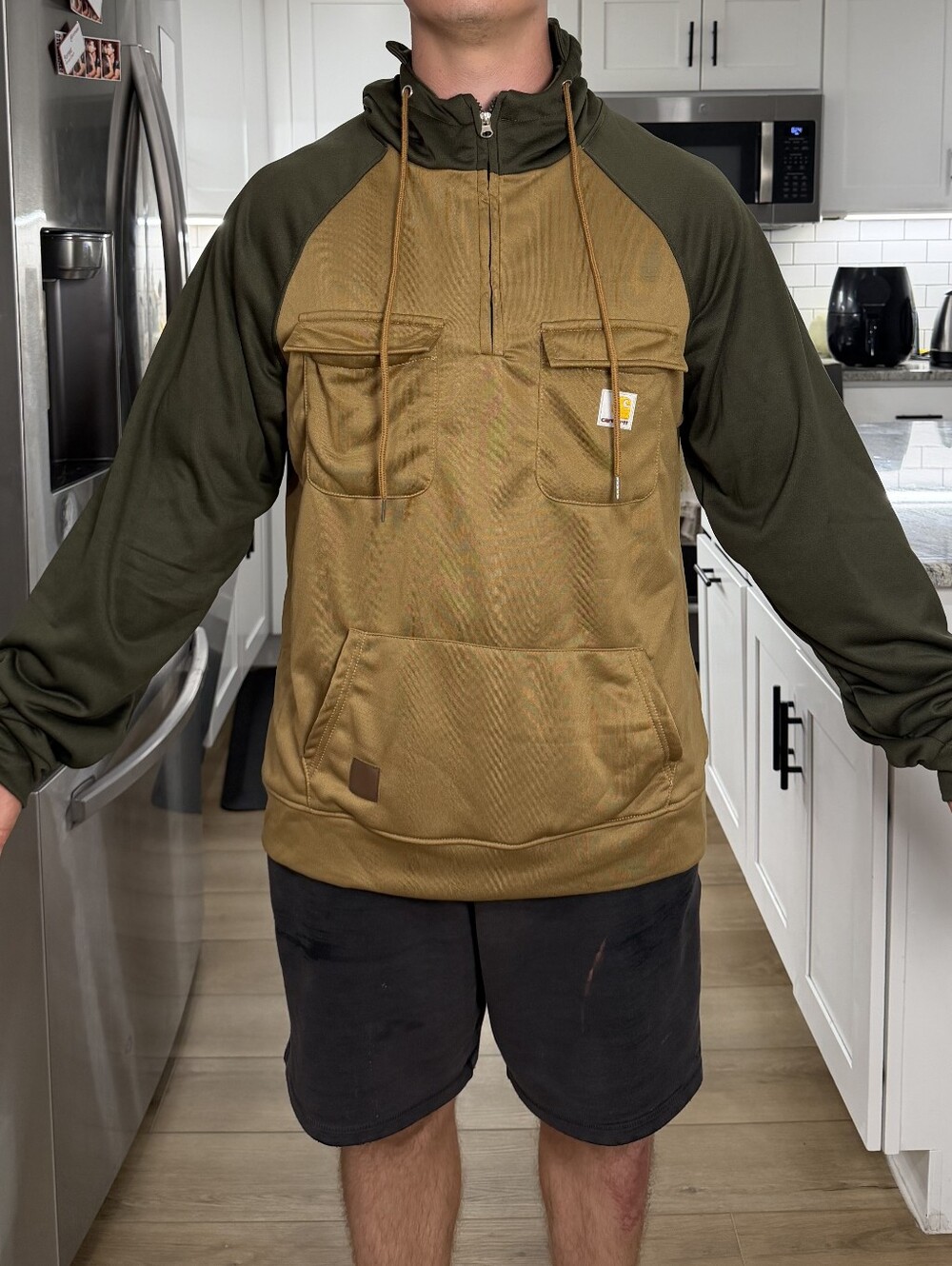 Carhartt Olive Green & Brown Hooded Pullover